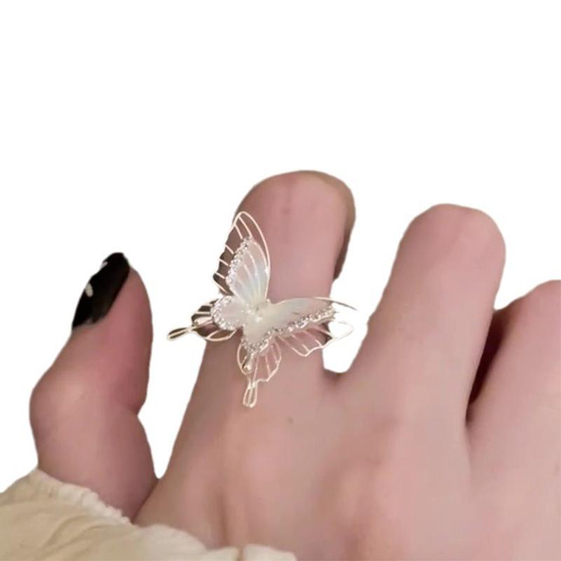 

{Summer2} Fashion Double Layered Hollow Butterfly Ring For Women Girls Simple Index Finger Ring Jewelry Accessories Gifts