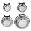 , Stainless Steel Cage Water Dish with Fixed Bowl Card Slot Feeder for Dogs Rabbit Bird
