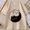 Yin Yang Cat TShirt Funny Cute Kawaii Kittens Tee Cotton Short Sleeve Summer Round Neck Tshirt Streetwear Basic Tees