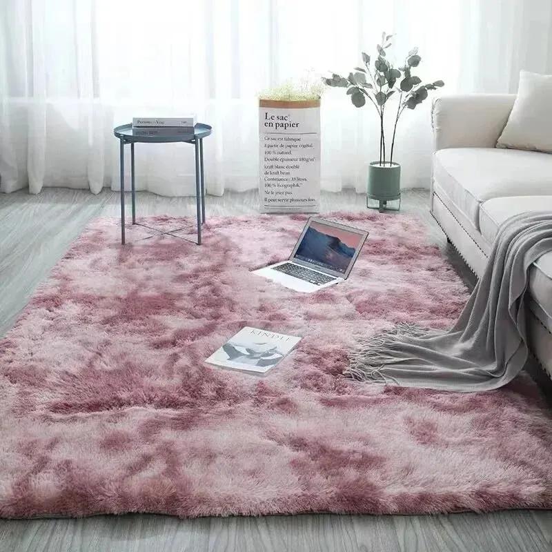 Gradient Silk Wool Bedside Rug Children's Room Living Room Bedroom Non-slip Machine Washable Not Easy To Lose Hair Carpet