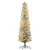 Snowy Artificial Christmas Tree 180 Cm with 150 LED Lights 329 Branches and Metal Legs for Living Room Green and White