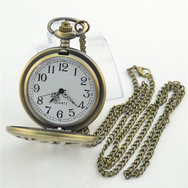 New Punk Steam Gear Hollow Quartz Watch Pocket Necklace Gift Chain Pocket Watch