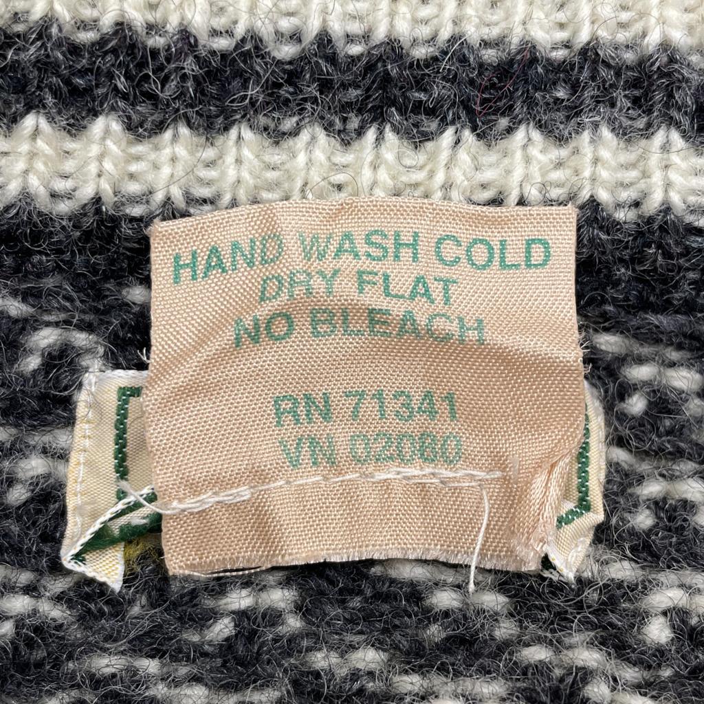 LLBean ~80's Ivory Bi-color Eye-Pulled Oversized Knit Tops L IvoryUsed