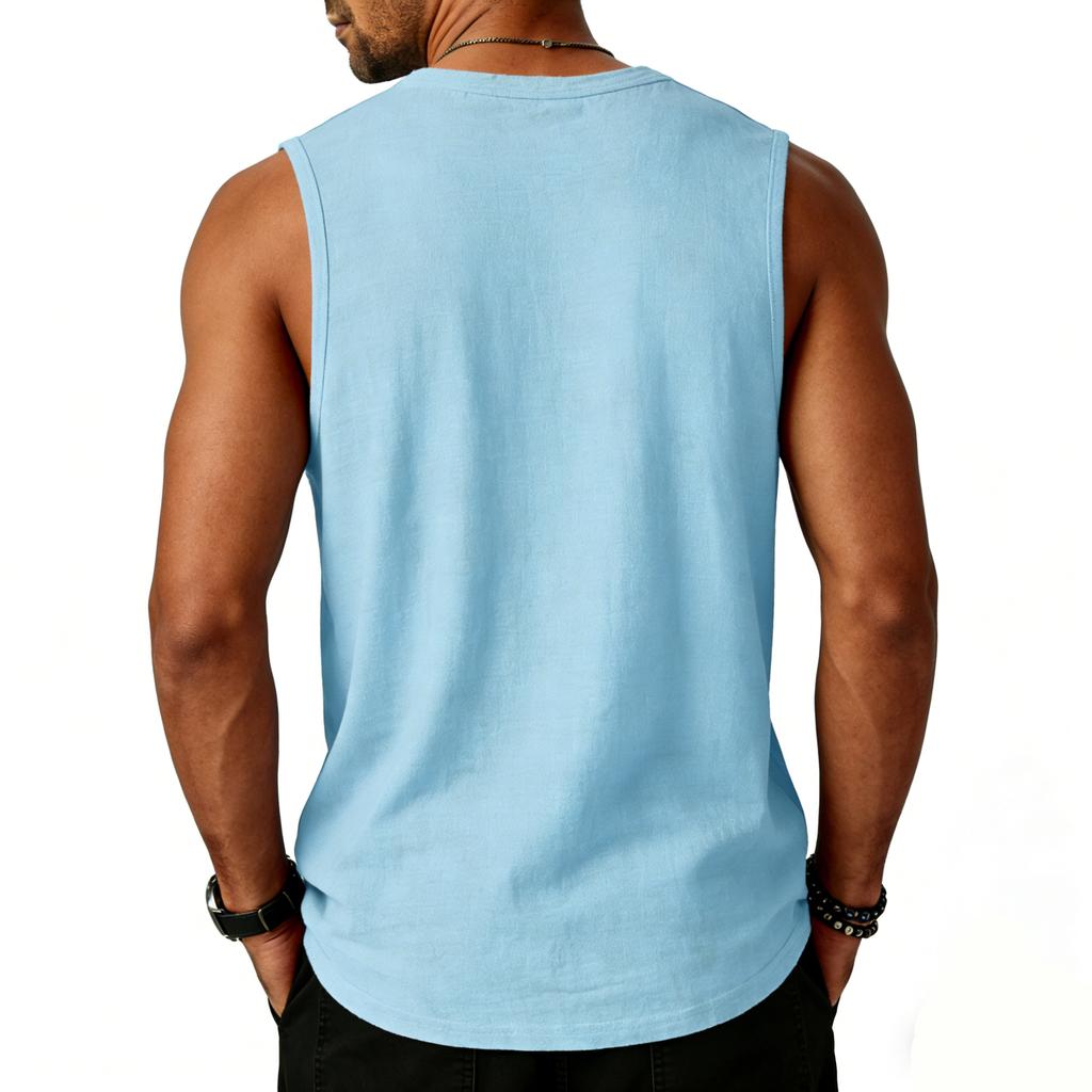Men's Color Color Sleeveless Vest Cotton And Linen Tops