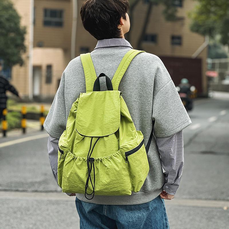 Mochila con cordón plisada Mochila ligera para mujer Mochila de viaje para hombre