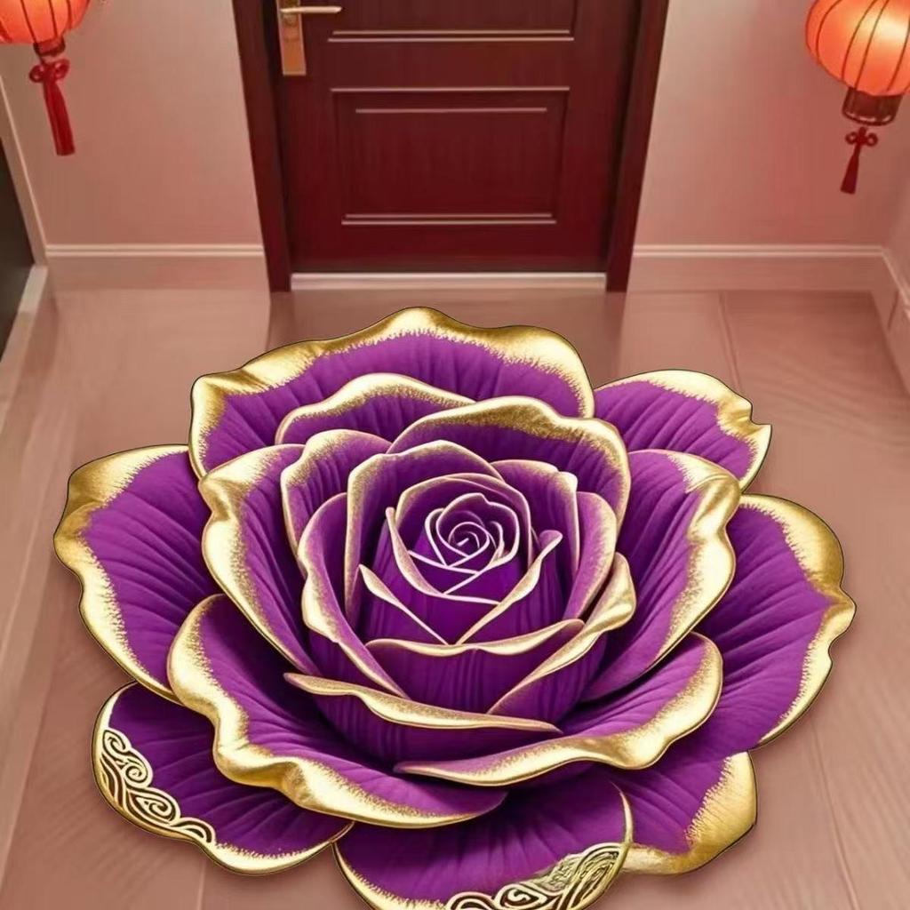 Hochauflösende Blumen-Bodenmatte, Rutschfeste und Wasserabsorbierende Matte für Das Sofa im Wohnzimmer, Haushalts-Badezimmer- und Küchenteppich