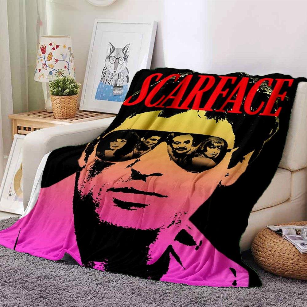 

1pc Scarface-Inspired Flannel Blanket - Soft Cozy All-Season Throw for Bedroom, Sofa, Camping, Travel - Perfect Gift for Movie FansB92 80cmx120cm(31inx47in)