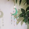 Colorful Crystal Suncatcher, Hanging Sun Catcher for Windows, Moon Shape Healing Crystal Decor for Home, Crystals Prism Rainbow Maker, Gift for