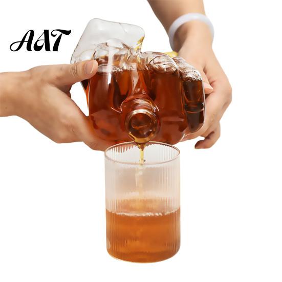 Party Drinkware Essentials Middle Finger Whiskey Decanter, 1000ml Glass Fist Dispenser with Stopper, Sealed Stopper Unique Hand Shape