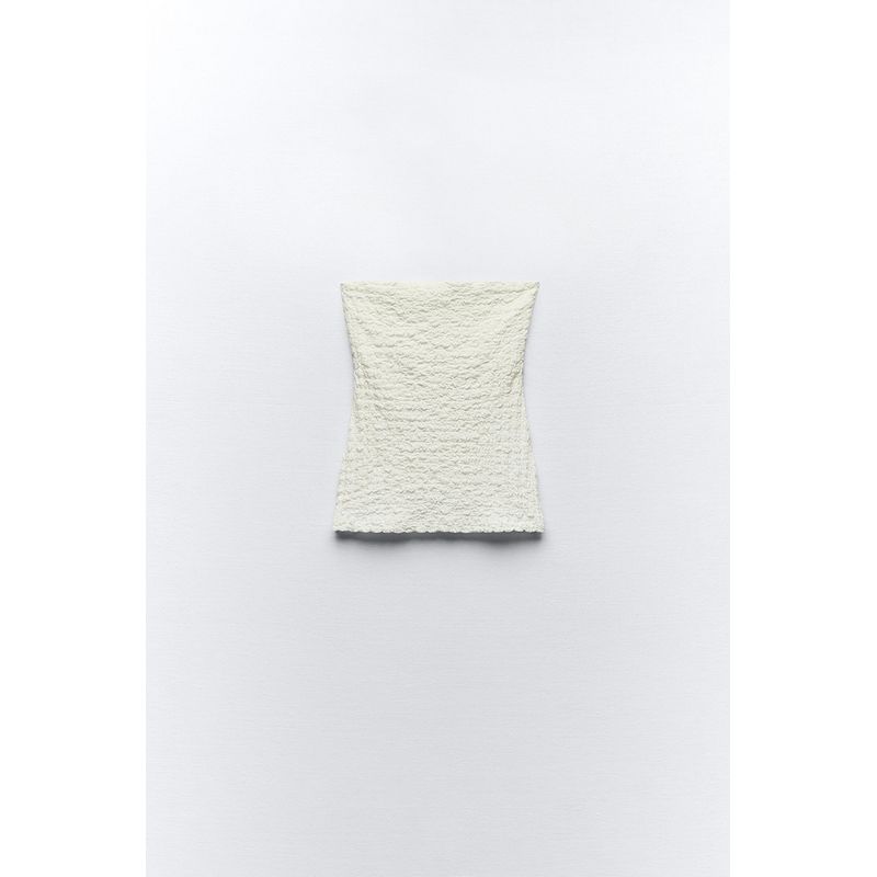 

Za2024 Spring-Summer New Type Women s Clothing Casual Minimalist Pure Color Sexy off-Shoulder Texture Tube Top Tops 3644312 Beige L