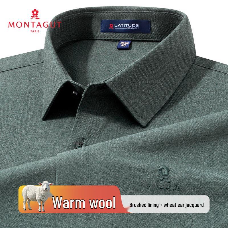 MONTAGUT Men s Wool Blend Jacquard Long Sleeve Shirt 42