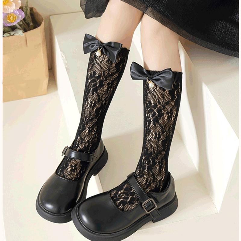 Fashionable Sweet Style Socks Lace Bowknot Decorations for Kids Lightweight Summer Calf Length Socks for Girls