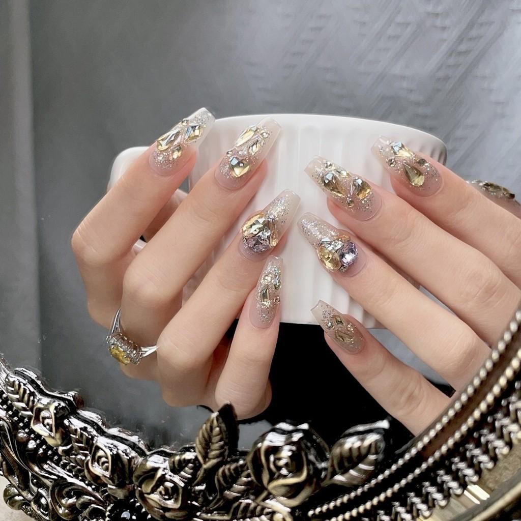 Handmade Aurora Crystal Nail Art For Women Sparkling Starry Sky Design