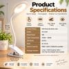 Clip on Rechargeable Reading Light for Bed, 3 Color x 3 Brightness 28 LEDs Desk Light, Eye-Caring Desk Lamp with Clamp for Headboard, Table, Desk