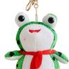 Plush Cartoon Frog Keychain Blue Red Scarf Stuffed Frog Car Key Ring Backpack School Bag Charm Purse Pendant Hanging Decoration Ornament