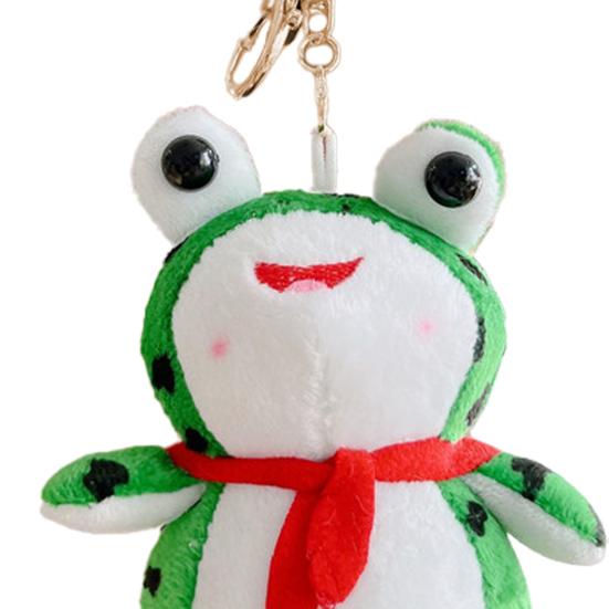 Plush Cartoon Frog Keychain Blue Red Scarf Stuffed Frog Car Key Ring Backpack School Bag Charm Purse Pendant Hanging Decoration Ornament
