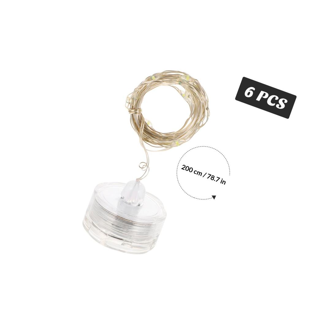 6Pcs Waterproof Submersible String Lights LED Diving Lamp 20 Light 2 Meter Copper Wire Silver Plated for Night Party Wedding