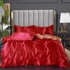 Satin Bedding Set King Wine Red Silk Like Satin Duvet Cover Set Luxury Soft Burgundy Comforter Cover Adults Bedroom Decor Chic Luxurious Sil
