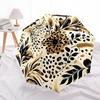 1pc Leopard Floral Automatic Folding Umbrella with 8-Rib Windproof Design, Portable Foldable Sunshade Umbrella For Halloween 010