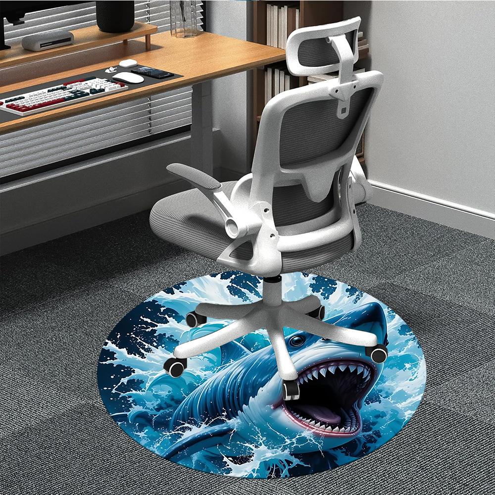 

1pc Shark Splash Chair Carpet for Office, Soft, Non-Slip Polyester Mat, Office, Entryway, Living Room, Bedroom, yy251207238 80cm by 80cm