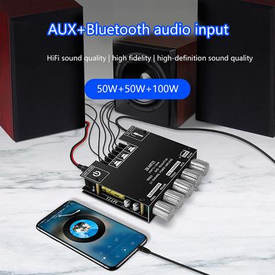 1 Pieza Zk-Mt21 2X50W+100W Amplificador de Potencia Digital de 2.1 Canales Bluetooth 5.0 Subwoofer Placa de Amplificador de Audio Estéreo Aux 12V 24V Para el Hogar