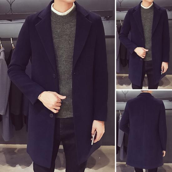 Men Suit Coat Lapel Long Sleeve Solid Color Mid-length Suit Jacket Slim Fit