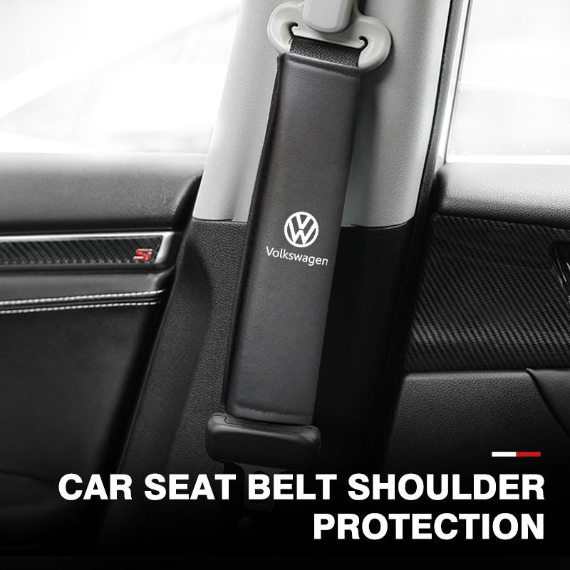 For Volkswagen VW Car Seat Belt Leather Safety Belt Shoulder Cover Protect Pad Golf 4 5 6 7 Polo Jetta Sagitar Magotan Passat B5NO7