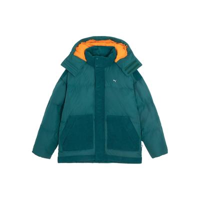 Giacca Piumino MMQ con Design Patchwork e Cappuccio Giubbotti Unisex Verde Natale 623043-43