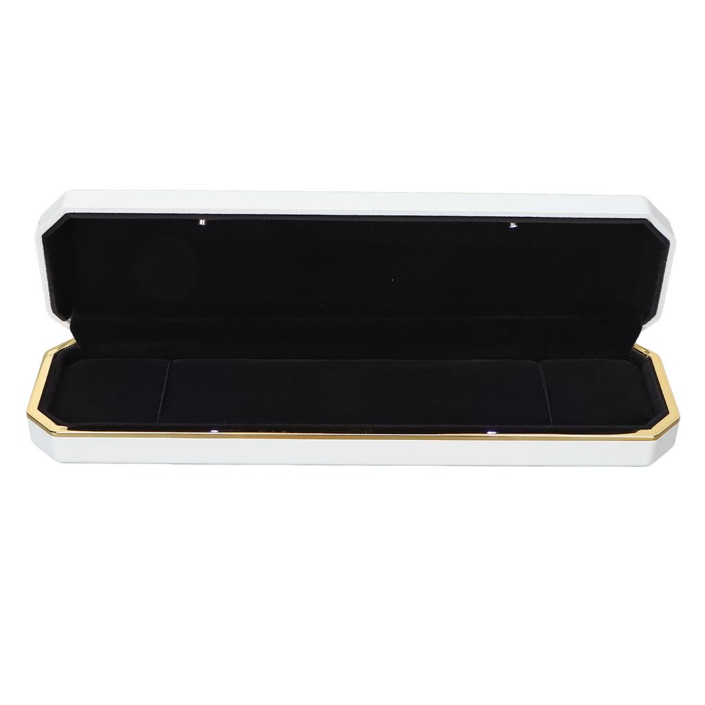 LED Lighted Jewelry Gift Box Rings Bracelet Tray Display Storage Case for Proposal Engagement WeddingWhite