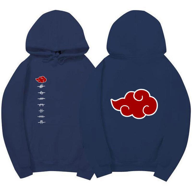 Unisex Naruto Akatsuki Hoodie, Double Side Red Cloud Symbol Print Anime Pullover Long Sleeve Hooded Sweatshirt