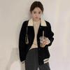 Women's Cotton Baseball Jacket: Autumn/Winter Korean Style, Loose Fit, Color Block, Thickened Lapel, Fashionable and Lightweight.