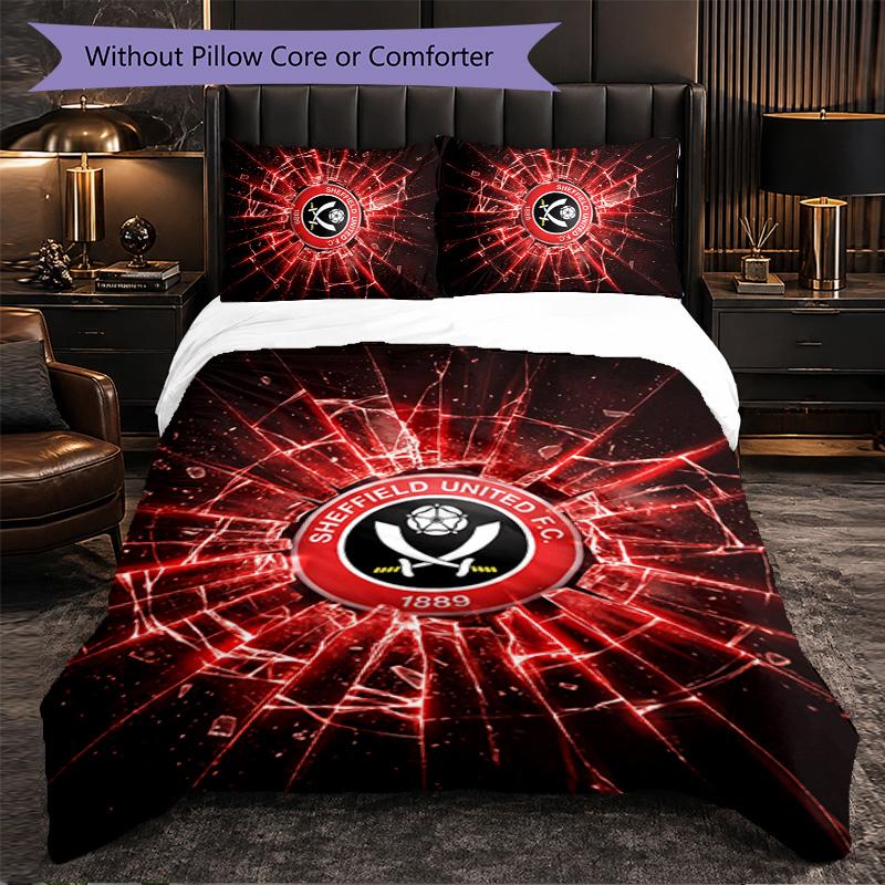 Set Biancheria da Letto Sheffield United Football 3 Pezzi Morbido Set Copripiumino con Federe Set Decorazione Camera da Letto per la Casa