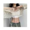 Dámské pletené tričko Y2K Hollow Out Knitwear Oříznutý svetr Jarní Krátký Síťový svetr Vintage Gyaru korejská móda