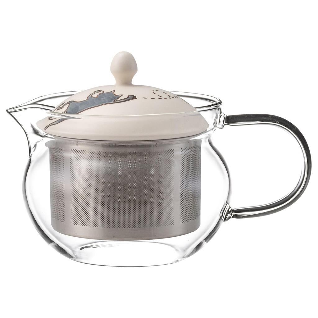 Hasami Ware "neko" Glass Teapot (super Stainless Steel with Tea Strainer), Approximately 375ml Capacity, Gray, Made In Japan, Product Number 25499