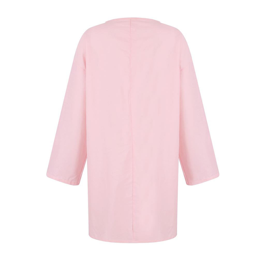 Women's V-neck Three Quarter Sleeve Pocket Cotton Linen Color Casual Dress