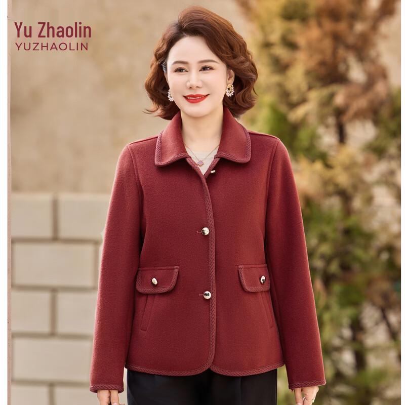 YUZHAOLIN Women s Elegant Mid-Length Spring Wool Blend Jacket XL