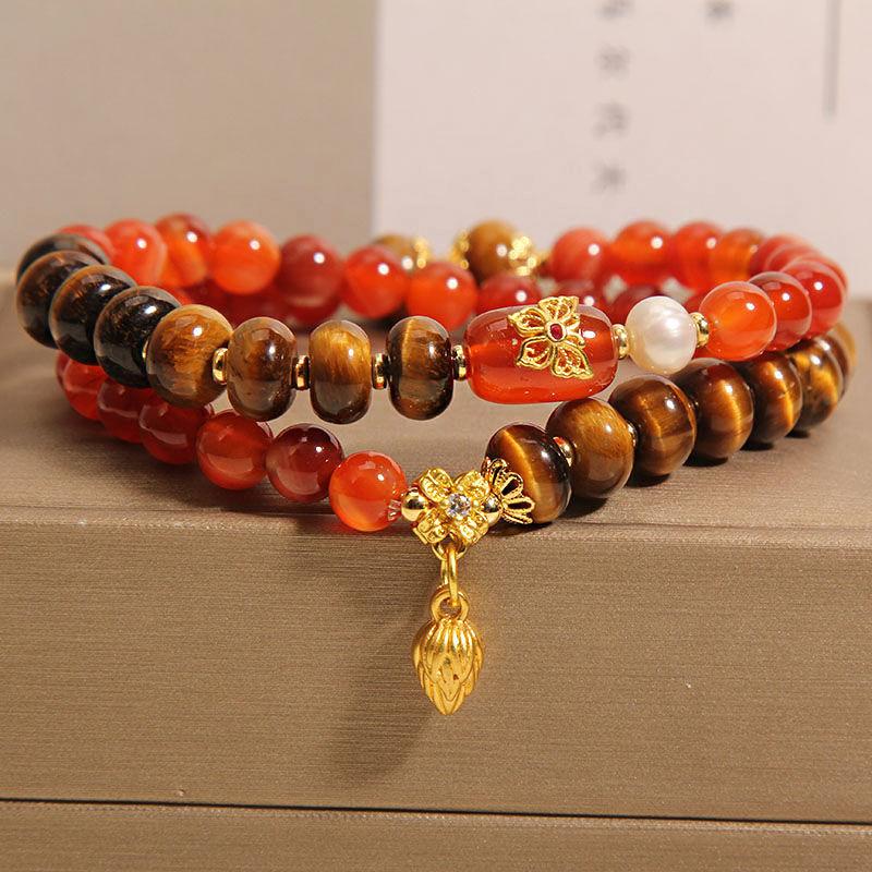 

Натуральный красный агат двойной круглый браслет женский легкий роскошный трендовый хрустальный браслет женские украшения в подарок своей девушке