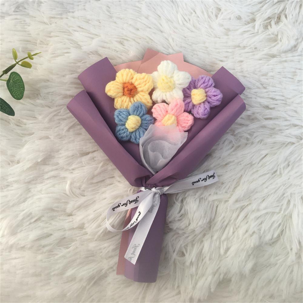 Knitted Daisy Bouquet Mini Crochet Artificial Flower Bouquet Valentine's Day Gifts Accessories Wedding Birthday Party Home Decor