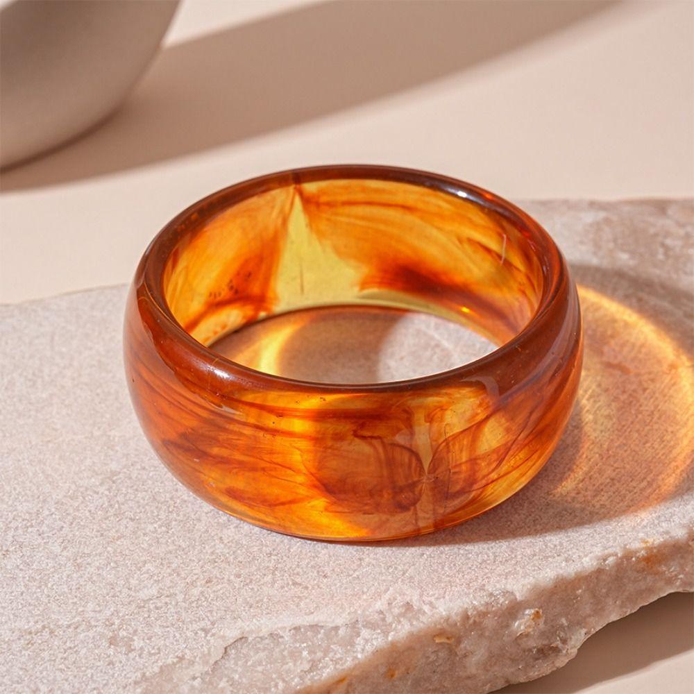 Strip Round Wide Bracelet Smudging Retro  Hand Ring Temperament Acrylic Bangle  Girls