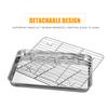 Stainless Steel Flat Bottom Baking Tray with Mesh Set Square Barbecue Plate with Cooling Rack Drip Pan Baking Plate