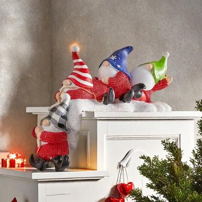 Vánoční soška skřítka na poličku, stolní dekorace, závěsná na okraj poličky, čtyři bez tváře, trpasličí dekorace, vánoční večírek, pryskyřičná figurka, domácí kancelář, ozdoba