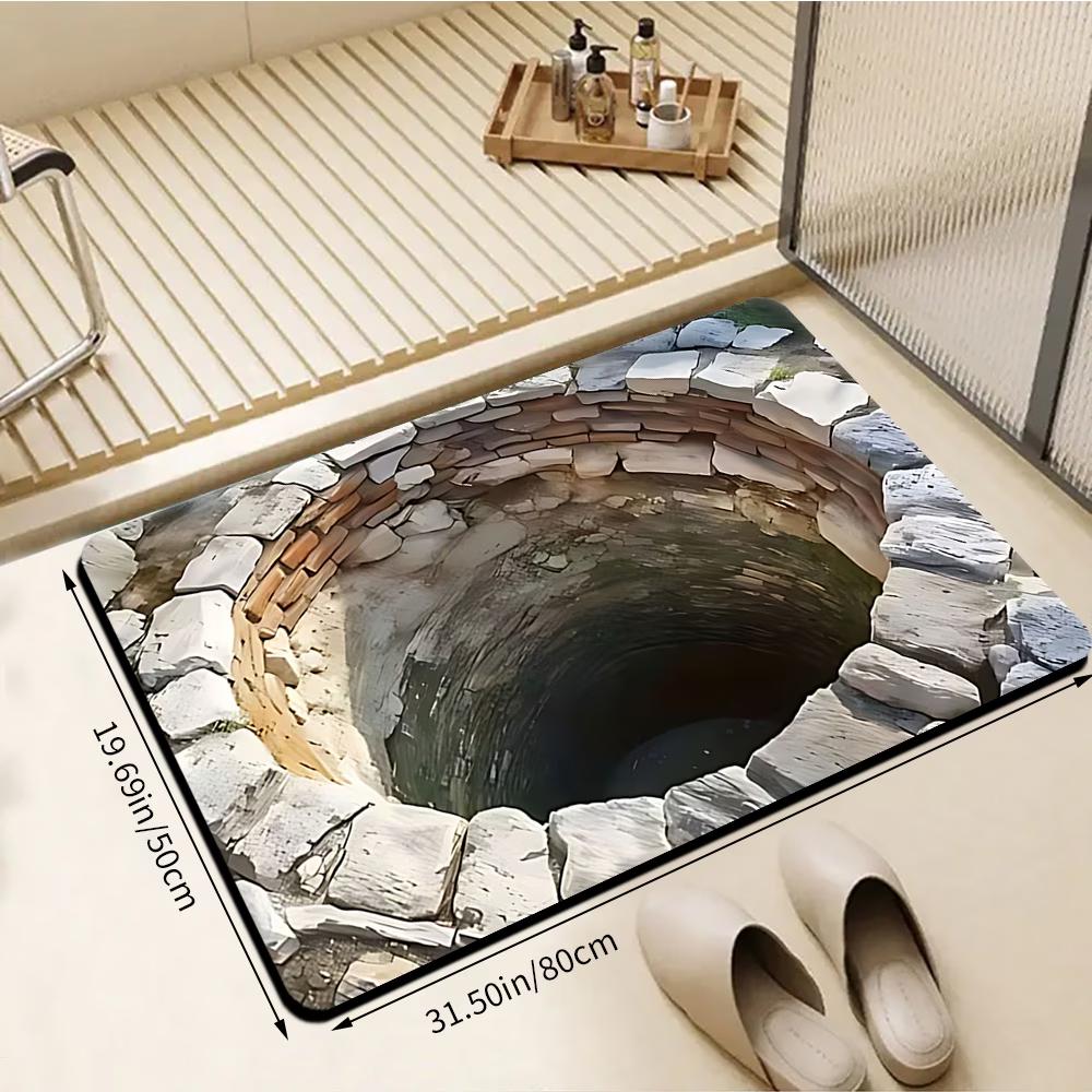 Rug Carpet Mat Non-Slip 3D Vortex Hole Illusion Doormat for Entryway Living Room Kitchen Nursery Playroom Modern Home Decor