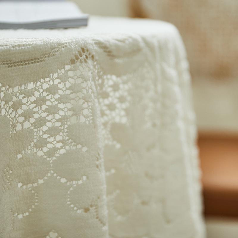 Vintage White Lace Tablecloth Tea Table Bedside Table Washing Machine Refrigerator Rectangular Dust Cover Cloth Sofa Decoration Dust Towel Home Decora