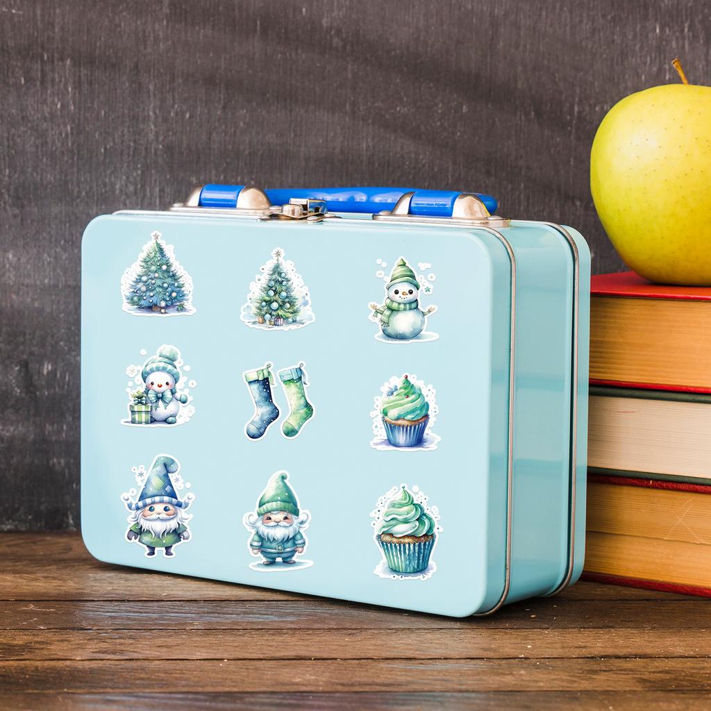 50 Green Christmas Doodle Stickers Car Mobile Phone Skateboard Decoration Stickers Waterproof Creative Hand Note Stickers