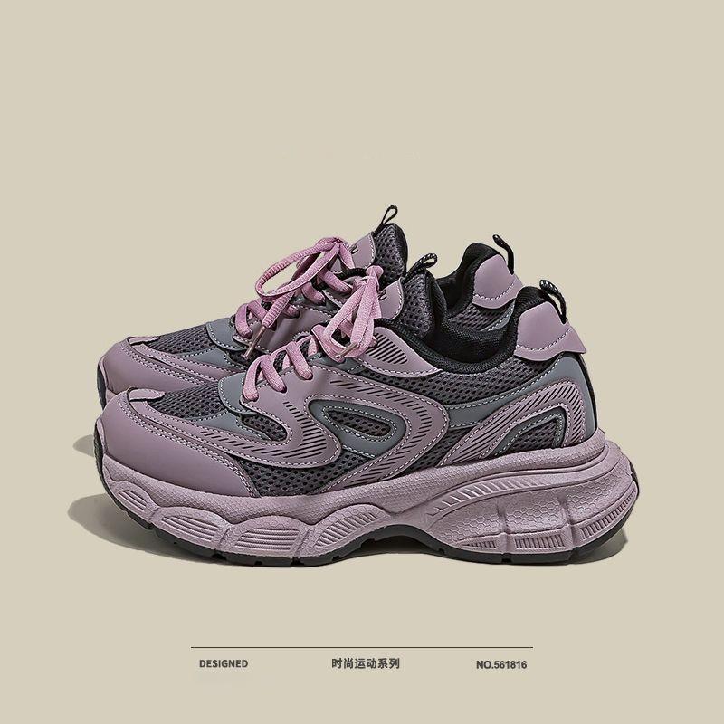 Sneakers women's 2025 autumn and winter new thick-soled lightweight casual shoes ins breathable mesh running shoes Korean version