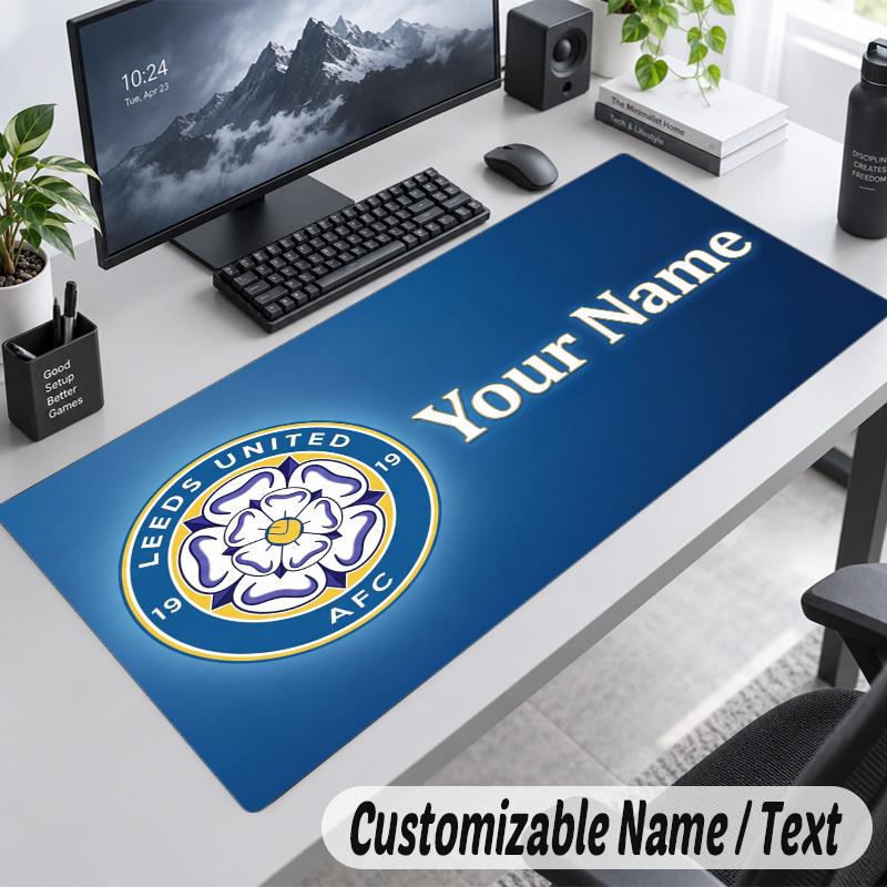 Leeds United FC Personalized Large Mouse Pad Custom Name Text Extended Desk Mat Gaming Mousepad