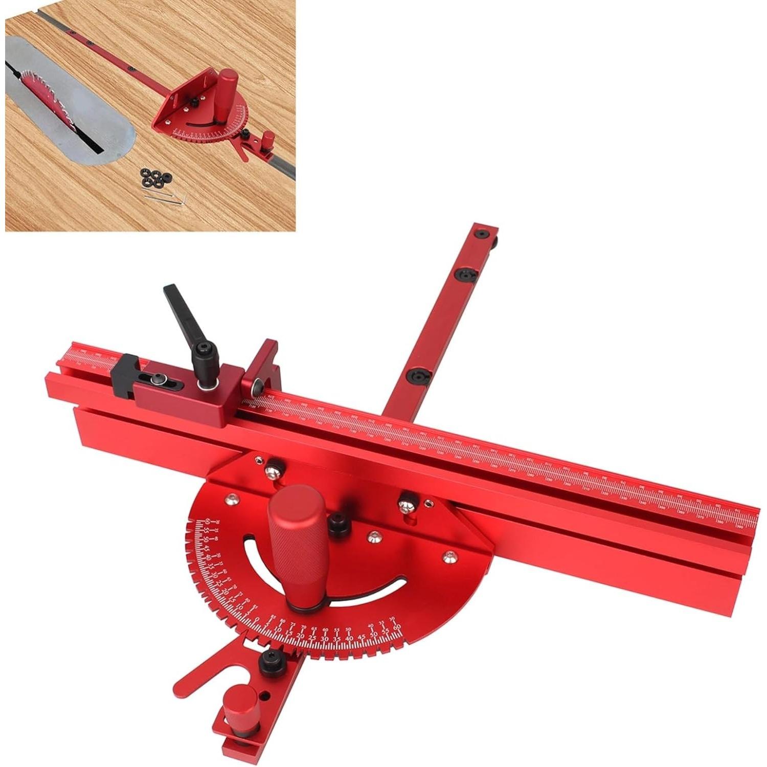 

Table Saw Miter System with Limit Stop, Accurate Miter Gauge for 30mm or 45mm T Track червоний