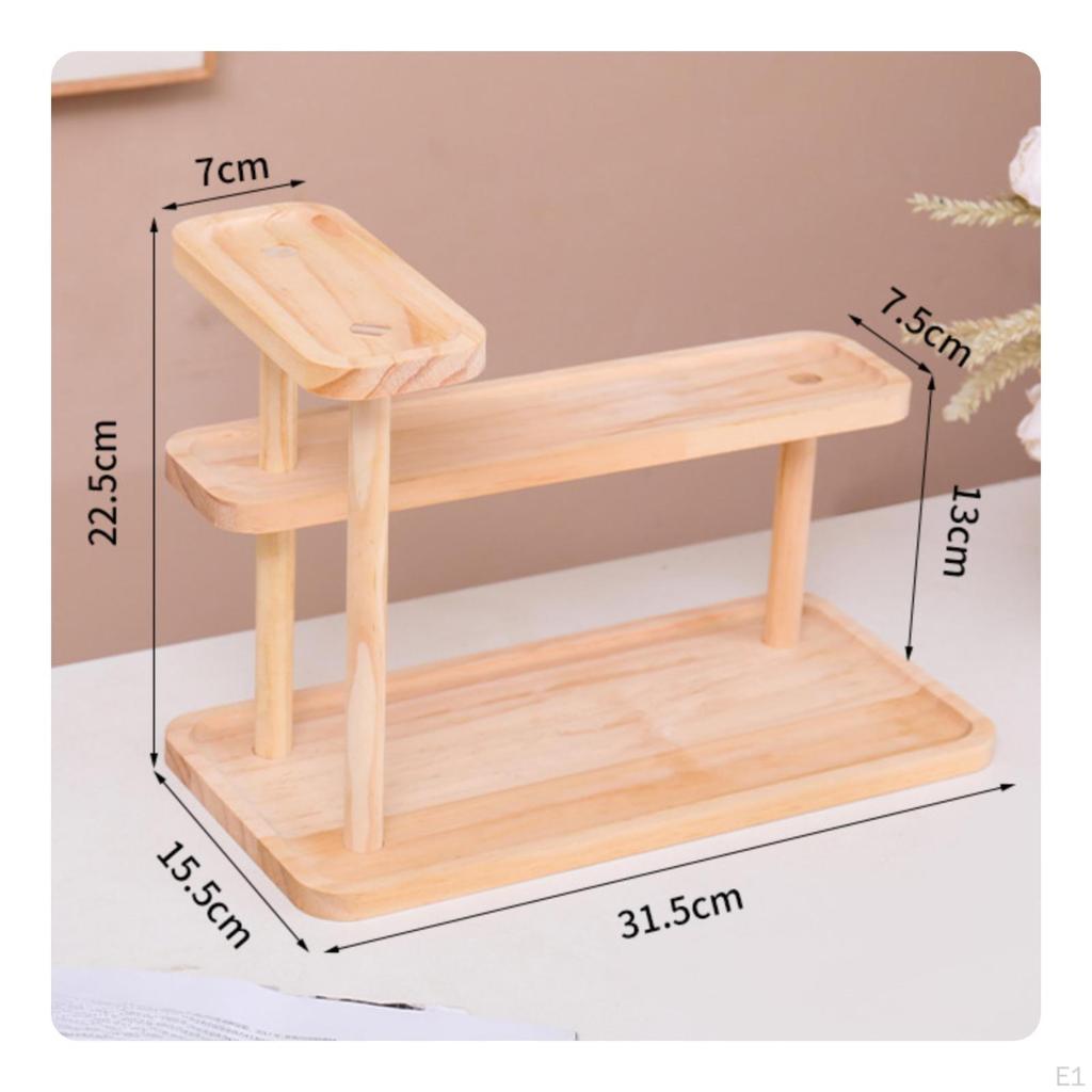 Wooden Display Riser Stand Minimalist ThreeTier Multifunctional for Collectors, Desk,