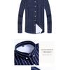 Men's Blue & White Striped Stand Collar Shirt Thickened Casual Long-sleeve Top
