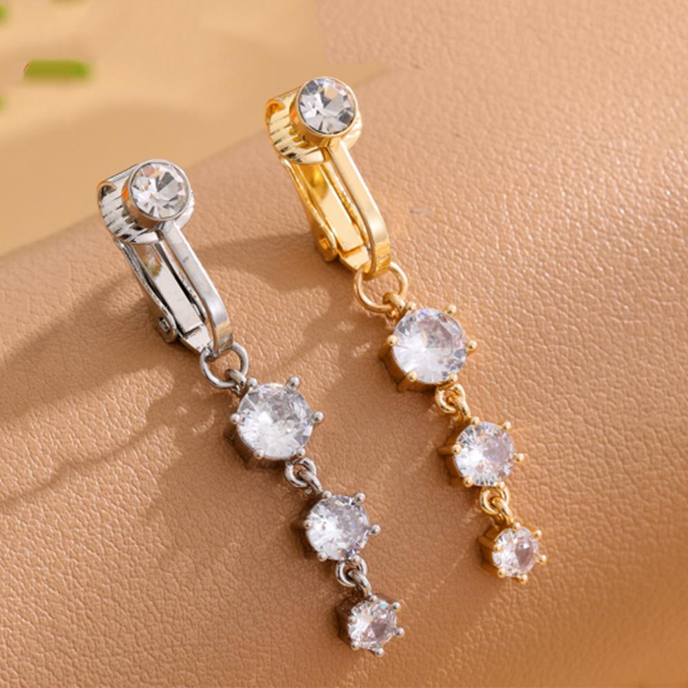 3/5 Reverse Crystals Faux Fake Belly Button Ring Belly Piercing Nombril Clip On Umbilical Navel Cartilage Clip Body Jewelry Gift